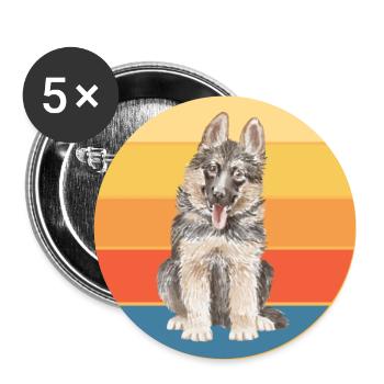 German Shepherd Dog Breed Vintage Retro Sunset - Buttons large 2.2''/56 mm (5-pack) - white - Front