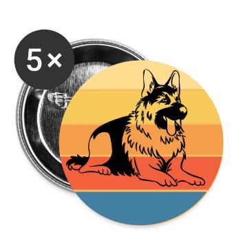 German Shepherd Dog Breed Vintage Retro Sunset - Buttons large 2.2''/56 mm (5-pack) - white - Front