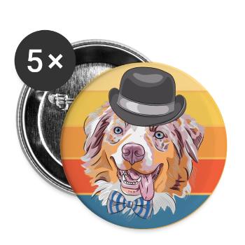 German Shepherd Dog Breed Vintage Retro Sunset - Buttons large 2.2''/56 mm (5-pack) - white - Front