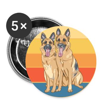 German Shepherd Dog Breed Vintage Retro Sunset - Buttons large 2.2''/56 mm (5-pack) - white - Front