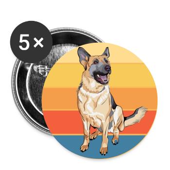 German Shepherd Dog Breed Vintage Retro Sunset - Buttons large 2.2''/56 mm (5-pack) - white - Front