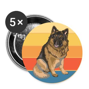 German Shepherd Dog Breed Vintage Retro Sunset - Buttons large 2.2''/56 mm (5-pack) - white - Front