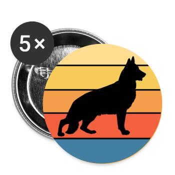 German Shepherd Dog Breed Vintage Retro Sunset - Buttons large 2.2''/56 mm (5-pack) - white - Front
