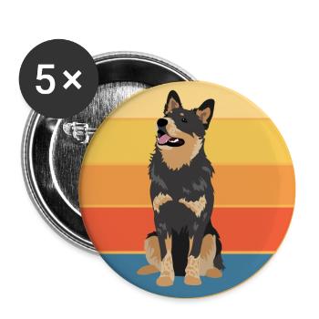 German Shepherd Dog Breed Vintage Retro Sunset - Buttons large 2.2''/56 mm (5-pack) - white - Front