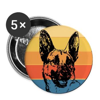 German Shepherd Dog Breed Vintage Retro Sunset - Buttons large 2.2''/56 mm (5-pack) - white - Front