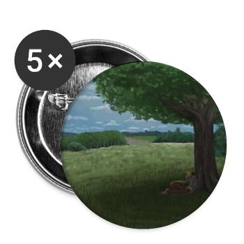 Peinture paysage - Lot de 5 grands badges (56 mm) - blanc - Devant