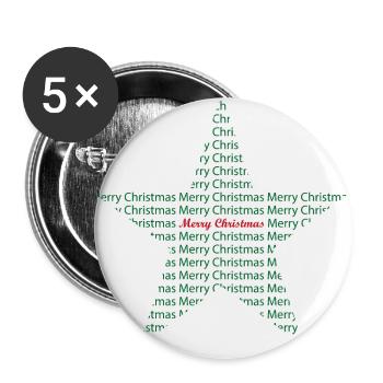 Frohe Weihnachten, Stern, Star - Buttons groß 56 mm (5er Pack) - Weiß - Vorne