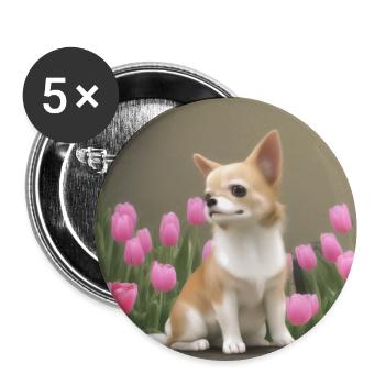 chihuahua tulip - Buttons groß 56 mm (5er Pack) - Weiß - Vorne