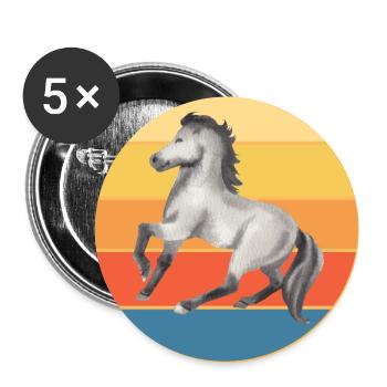Tier Pferd Vintage Retro Sonnenuntergang - Buttons groß 56 mm (5er Pack) - Weiß - Vorne