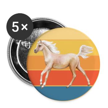 Tier Pferd Vintage Retro Sonnenuntergang - Buttons groß 56 mm (5er Pack) - Weiß - Vorne