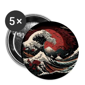 Ukiyo Wave Japanese Art - Buttons large 2.2''/56 mm (5-pack) - white - Front