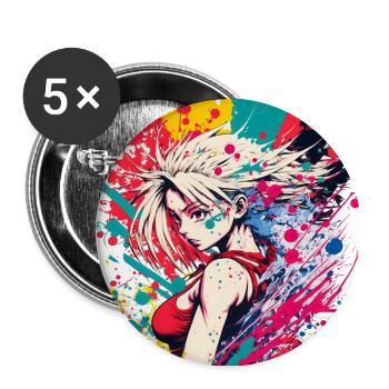 Anime modern redhead girl color Splash - Lot de 5 grands badges (56 mm) - blanc - Devant