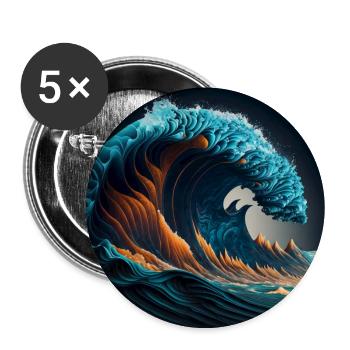 Graphic wave in Ukiyo-e style clourful - Buttons large 2.2''/56 mm (5-pack) - white - Front
