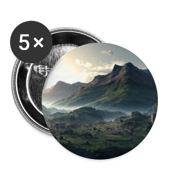 Wunderschöne Berglandschaft im Nebel - Buttons groß 56 mm (5er Pack) - Weiß - Vorne