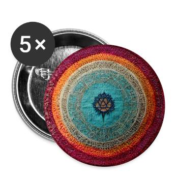 Boho Mandala Abstract - Buttons groß 56 mm (5er Pack) - Weiß - Vorne