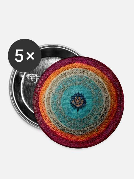 Boho Mandala Abstract - Buttons groß 56 mm (5er Pack) - Weiß