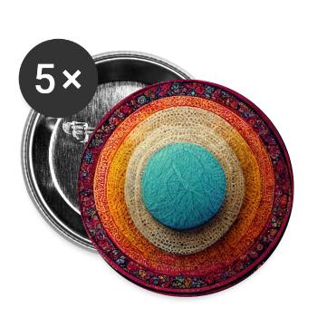 Boho Mandala Abstract - Buttons groß 56 mm (5er Pack) - Weiß - Vorne