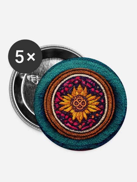 Boho Mandala Abstract - Buttons groß 56 mm (5er Pack) - Weiß