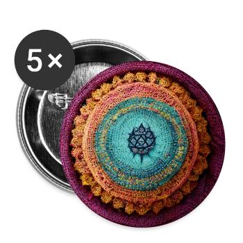 Boho Mandala Abstract - Buttons groß 56 mm (5er Pack) - Weiß - Vorne