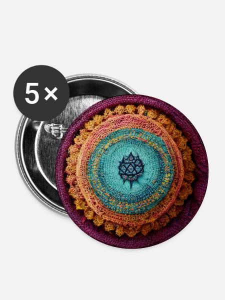 Boho Mandala Abstract - Buttons groß 56 mm (5er Pack) - Weiß