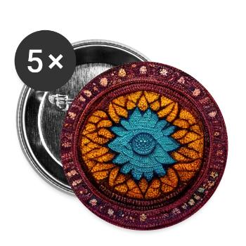 Boho Mandala Abstract - Buttons groß 56 mm (5er Pack) - Weiß - Vorne