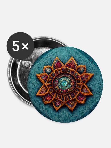 Boho Mandala Abstract - Buttons groß 56 mm (5er Pack) - Weiß