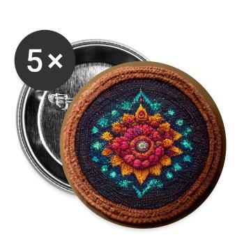 Boho Mandala Abstract - Buttons groß 56 mm (5er Pack) - Weiß - Vorne
