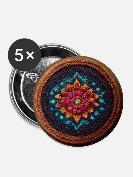 Boho Mandala Abstract - Buttons groß 56 mm (5er Pack) - Weiß