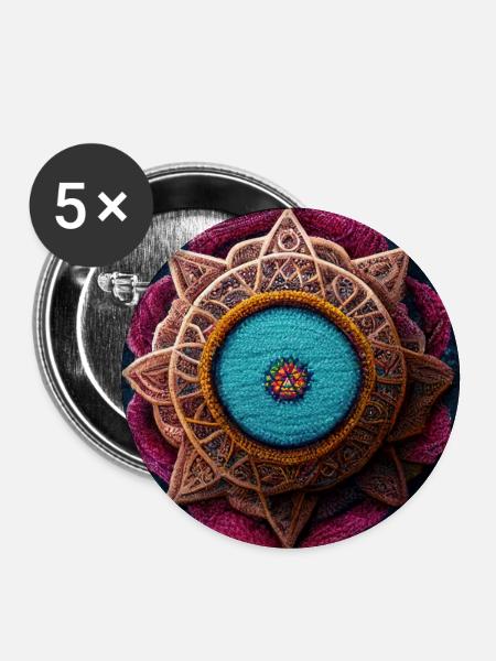 Boho Mandala Abstract - Buttons groß 56 mm (5er Pack) - Weiß