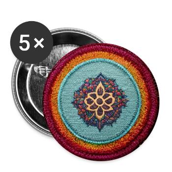 Boho Mandala Abstract - Buttons groß 56 mm (5er Pack) - Weiß - Vorne