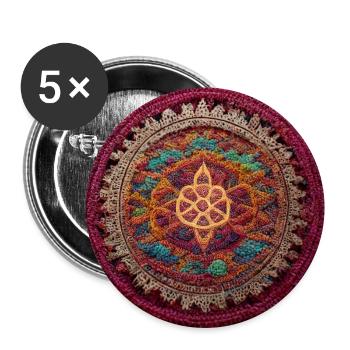 Boho Mandala Abstract - Buttons groß 56 mm (5er Pack) - Weiß - Vorne