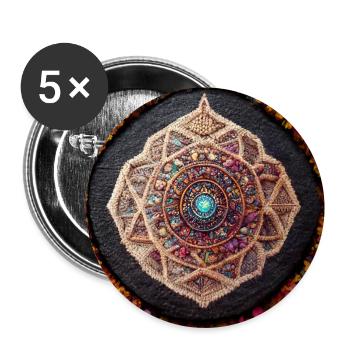 Boho Mandala Abstract - Buttons groß 56 mm (5er Pack) - Weiß - Vorne