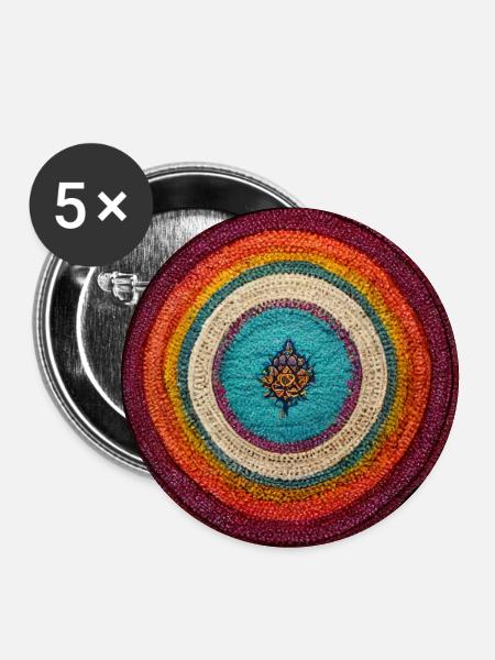 Boho Mandala Abstract - Buttons groß 56 mm (5er Pack) - Weiß