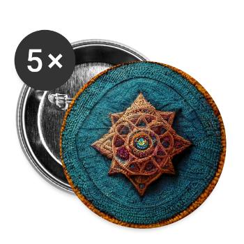 Boho Mandala Abstract - Buttons groß 56 mm (5er Pack) - Weiß - Vorne