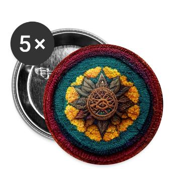 Boho Mandala Abstract - Buttons groß 56 mm (5er Pack) - Weiß - Vorne