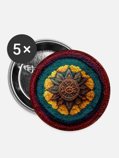 Boho Mandala Abstract - Buttons groß 56 mm (5er Pack) - Weiß