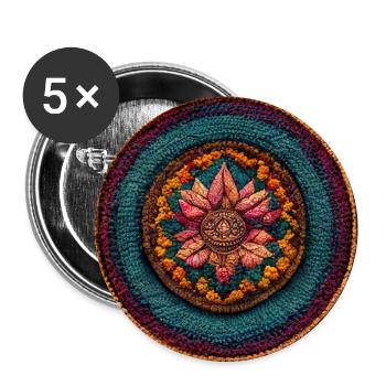 Boho Mandala Abstract - Buttons groß 56 mm (5er Pack) - Weiß - Vorne