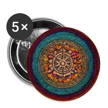 Boho Mandala Abstract - Buttons groß 56 mm (5er Pack) - Weiß - Vorne