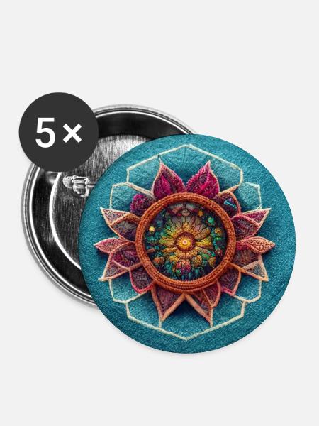 Boho Mandala Abstract - Buttons groß 56 mm (5er Pack) - Weiß