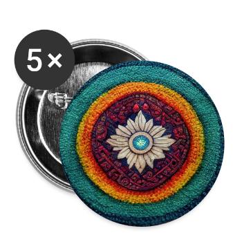 Boho Mandala Abstract - Buttons groß 56 mm (5er Pack) - Weiß - Vorne