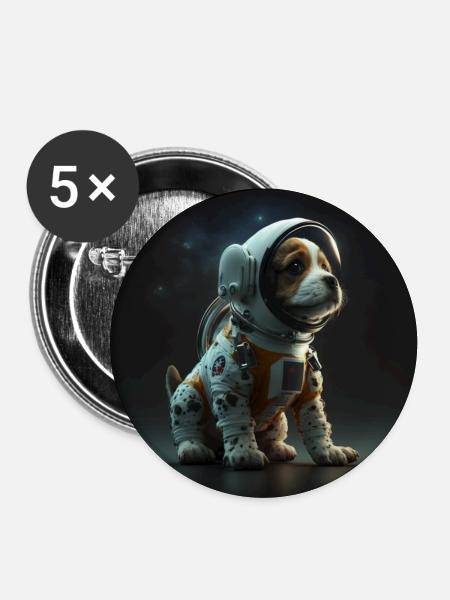 A CUTE PUPPY IN A SPACE SUIT - Buttons large 2.2''/56 mm (5-pack) - white