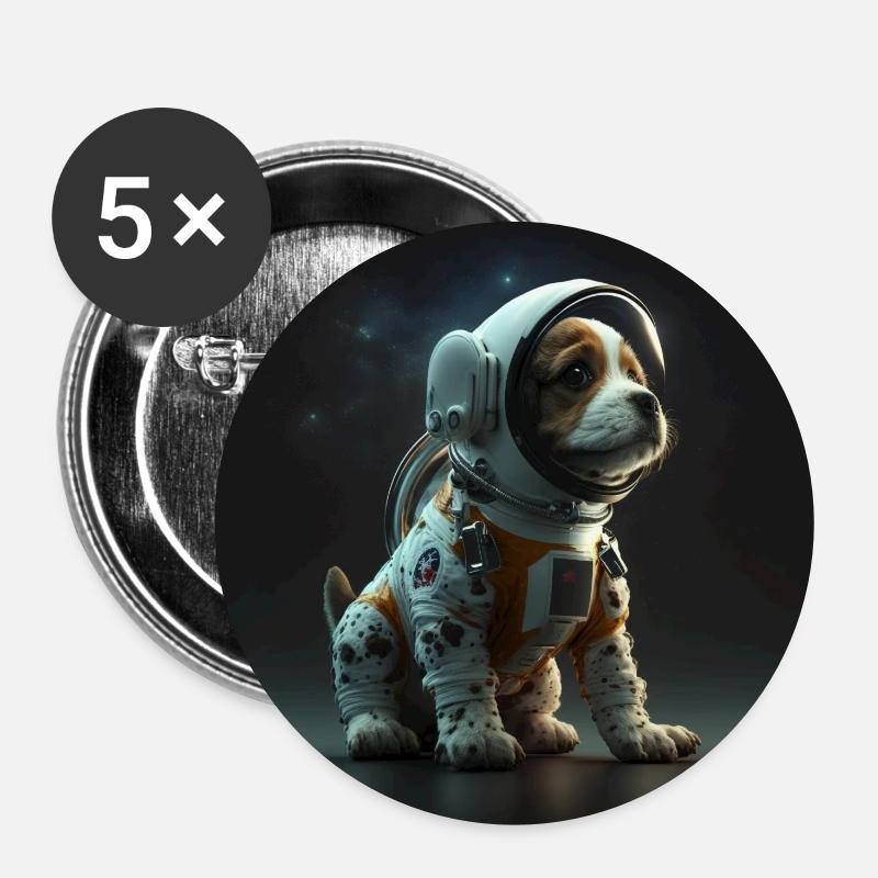 A CUTE PUPPY IN A SPACE SUIT - Buttons large 2.2''/56 mm (5-pack) - white