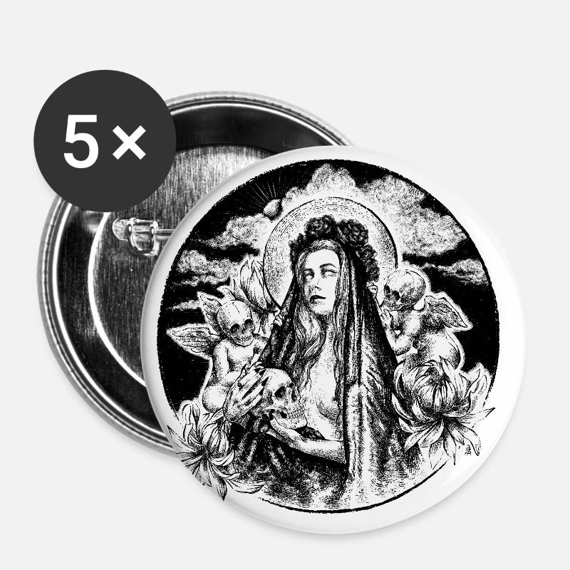 Black Madonna with cherubs - Buttons large 2.2''/56 mm (5-pack) - white