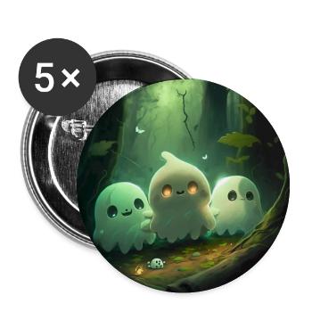 Cute ghosts in a forest - Buttons large 2.2''/56 mm (5-pack) - white - Front