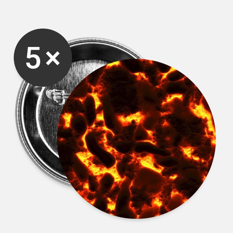 Matière ardente (lave) - Lot de 5 grands badges (56 mm) - blanc