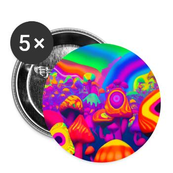 Rainbow Mushroom Forest 2 - Buttons large 2.2''/56 mm (5-pack) - white - Front