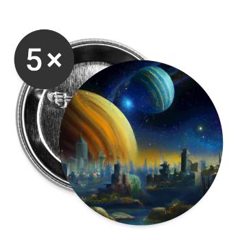 Blick auf Stadt einer weit entfernten Zivilisation - Buttons groß 56 mm (5er Pack) - Weiß - Vorne