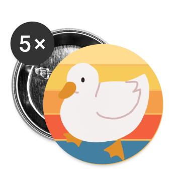 Niedliche Ente Vintage Retro Sonnenuntergang Tierliebhaber Design - Buttons groß 56 mm (5er Pack) - Weiß - Vorne