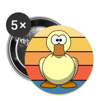 Cute Duck Vintage Retro Sunset Animal Lover Design - Buttons large 2.2''/56 mm (5-pack) - white - Front
