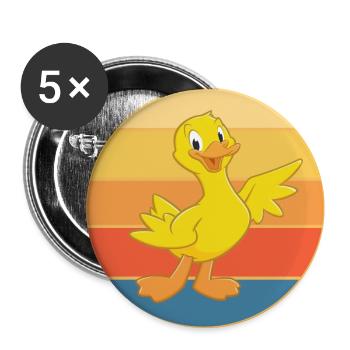 Niedliche Ente Vintage Retro Sonnenuntergang Tierliebhaber Design - Buttons groß 56 mm (5er Pack) - Weiß - Vorne